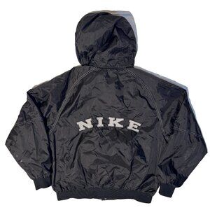 Vintage NIKE Spell Out Swoosh Cotton Lined Coaches Jacket 90s 2000s Black - L